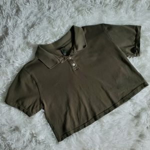 Olive Green Wild Fable Crop Top Polo